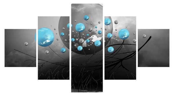 Obraz - jasnoniebieskie abstrakcyjne kule (125x70 cm)
