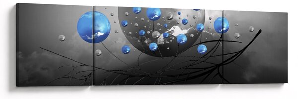 Obraz niebieskich abstrakcyjnych kul (170x50 cm)