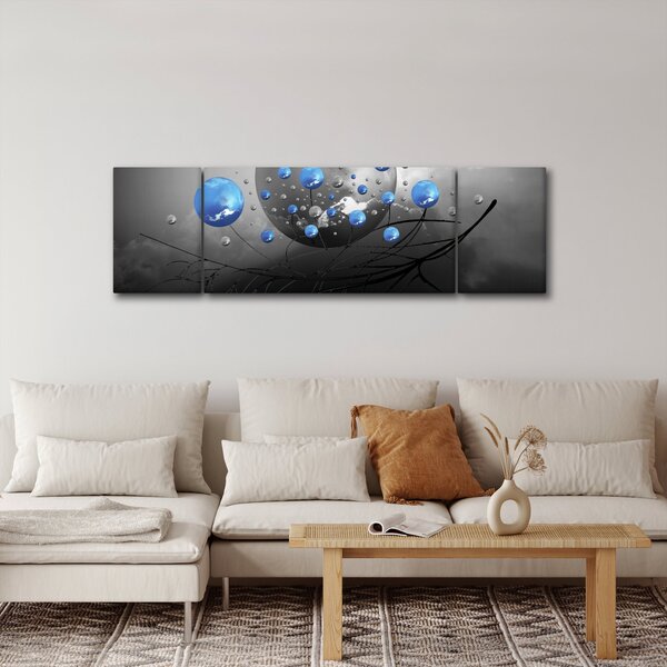 Obraz niebieskich abstrakcyjnych kul (170x50 cm)