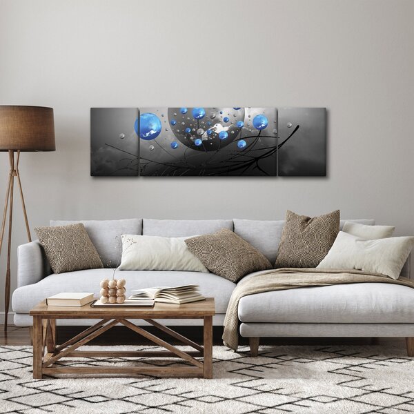 Obraz niebieskich abstrakcyjnych kul (170x50 cm)