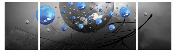 Obraz niebieskich abstrakcyjnych kul (170x50 cm)