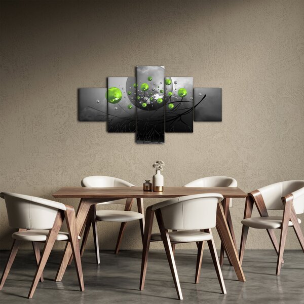Obraz zielonych abstrakcyjnych kul (125x70 cm)