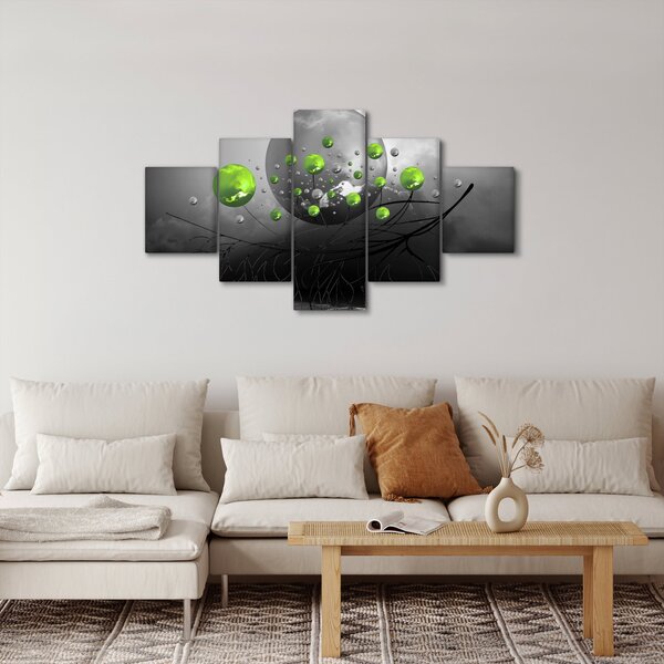 Obraz zielonych abstrakcyjnych kul (125x70 cm)