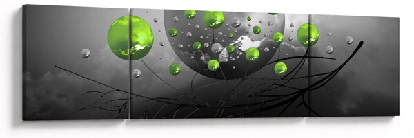 Obraz zielonych abstrakcyjnych kul (170x50 cm)