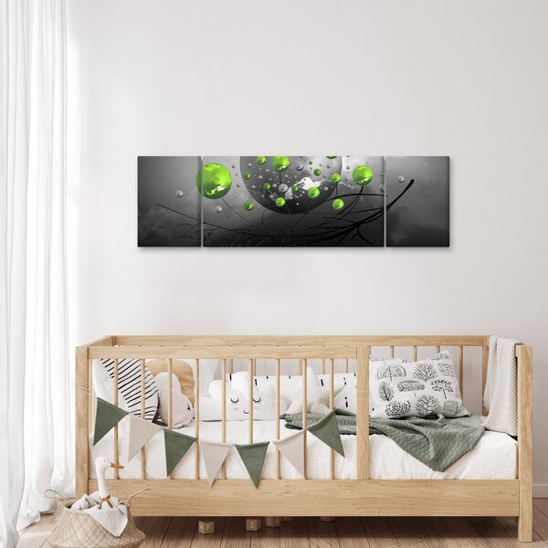 Obraz zielonych abstrakcyjnych kul (170x50 cm)