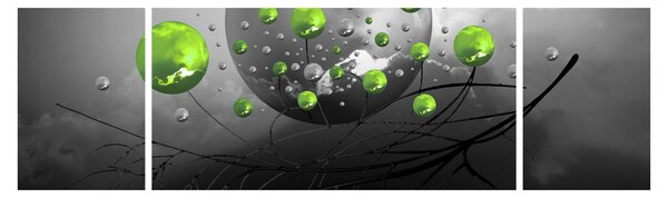 Obraz zielonych abstrakcyjnych kul (170x50 cm)