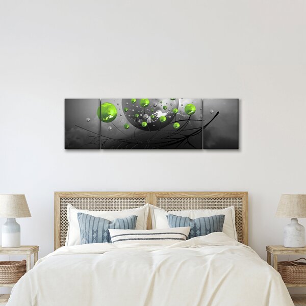 Obraz zielonych abstrakcyjnych kul (170x50 cm)
