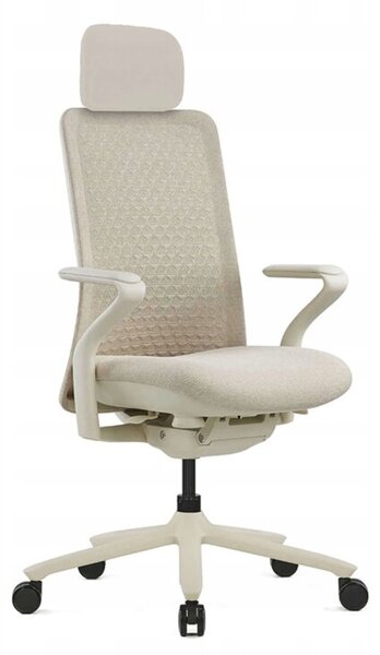 Ergonomiczny fotel Polka beżowy trójwymiarowa siatka/tkanina
