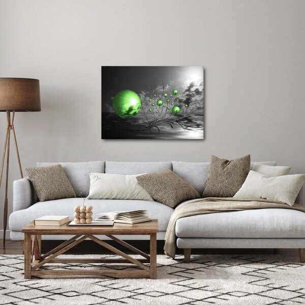 Obraz zielonych abstrakcyjnych kul (70x50 cm)