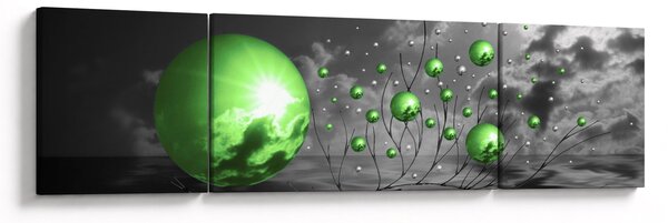 Obraz zielonych abstrakcyjnych kul (170x50 cm)