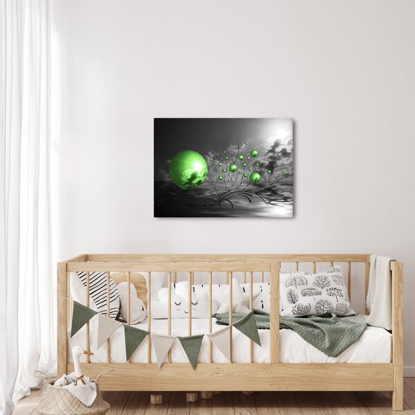 Obraz zielonych abstrakcyjnych kul (70x50 cm)
