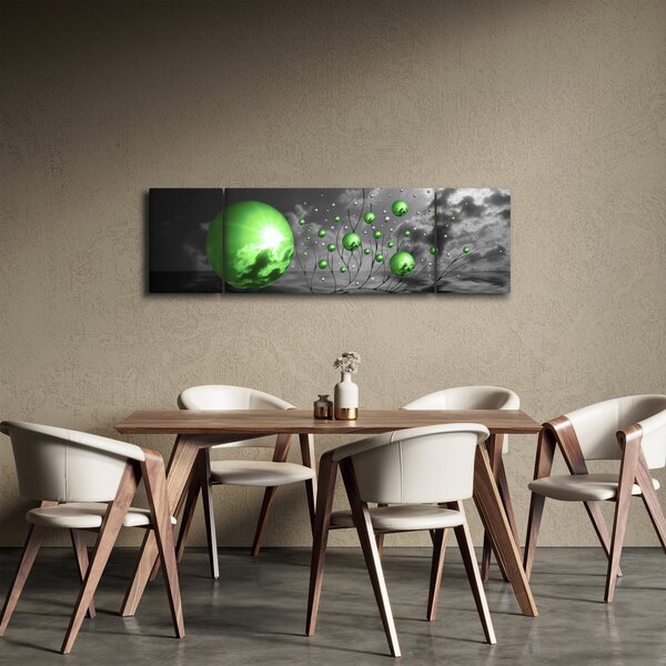 Obraz zielonych abstrakcyjnych kul (170x50 cm)