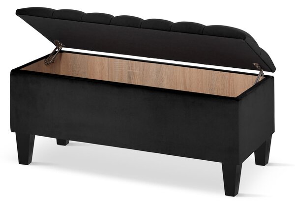 Pikowana Pufa ze schowkiem Black Velvet