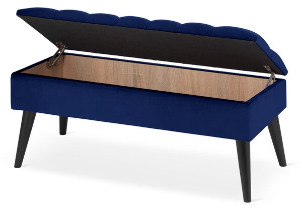 Pikowana pufa ze schowkiem Retro Navy Blue