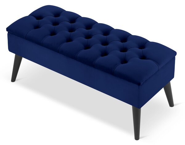 Pikowana pufa ze schowkiem Retro Navy Blue