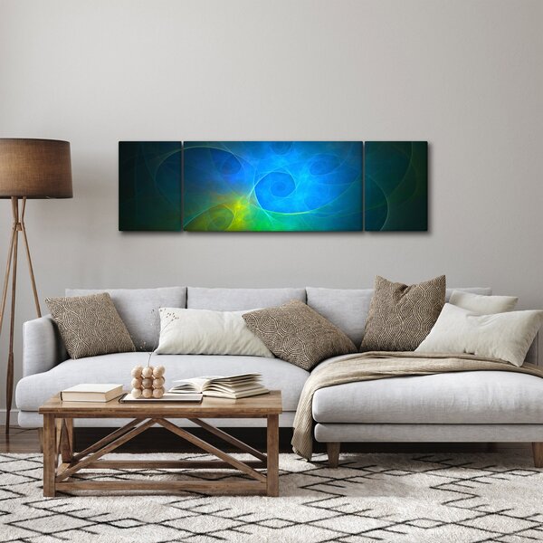 Obraz niebieskiej abstrakcji (170x50 cm)
