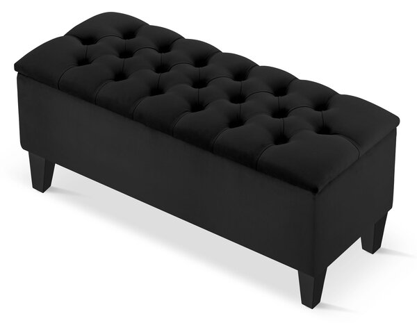 Pikowana Pufa ze schowkiem Black Velvet