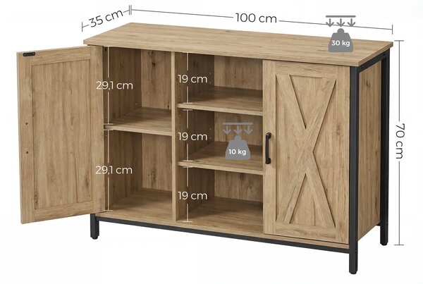 Komoda z półkami dąb artisan w stylu loft F8-B85