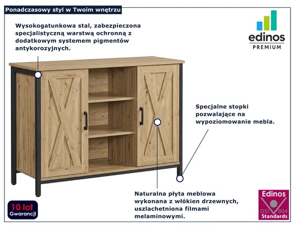 Komoda z półkami dąb artisan w stylu loft F8-B85