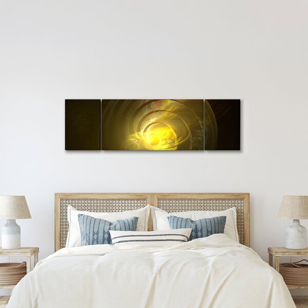 Obraz żółtej abstrakcyjnej spirali (170x50 cm)