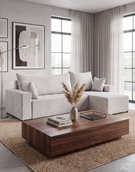 Kompaktowy narożnik z funkcją spania do salonu Sora L 242 cm - Express