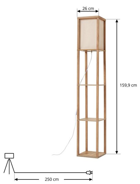 Lampa stojąca Birta Lindby, jasne drewno, salon / jadalnia, drewno, nowoczesny