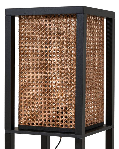 Lampa stojąca Birta Lindby, czarny, salon / jadalnia, drewno, nowoczesny
