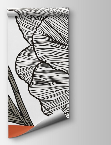 Fototapeta Rysunek kwiatów z pomarańczowymi i białymi falami, Fototapety Kwiaty, Popularne Fototapety, t01038 - Tapeko.pl