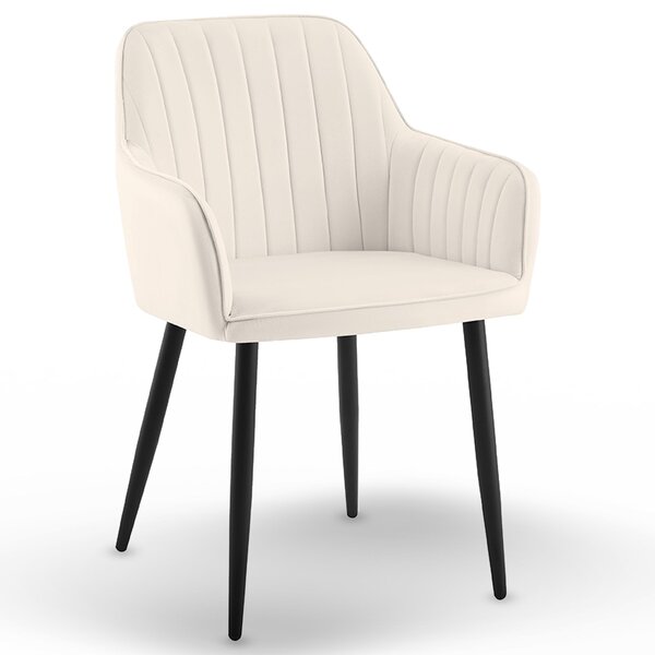 Krzesło tapicerowane nowoczesne loft glamour paski KT203 Maria III beż