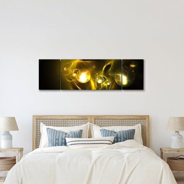 Abstrakcyjny obraz żółtych kul (170x50 cm)