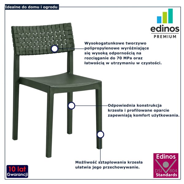 Zielone sztaplowane minimalistyczne krzesło plastikowe W9-A64