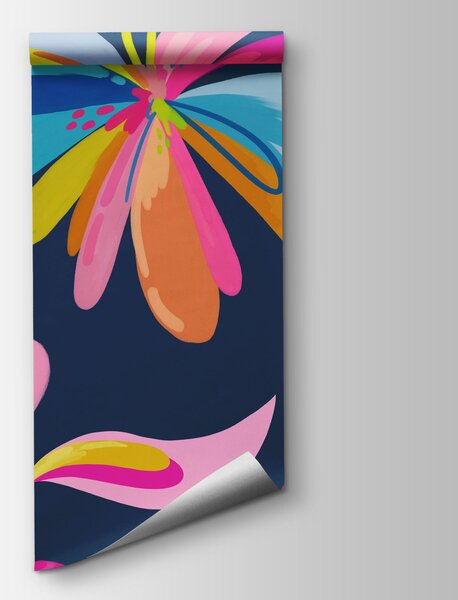 Fototapeta Kolorowe kwiaty na niebieskim tle, Fototapety Kwiaty, Popularne Fototapety, t01059v4 - Tapeko.pl