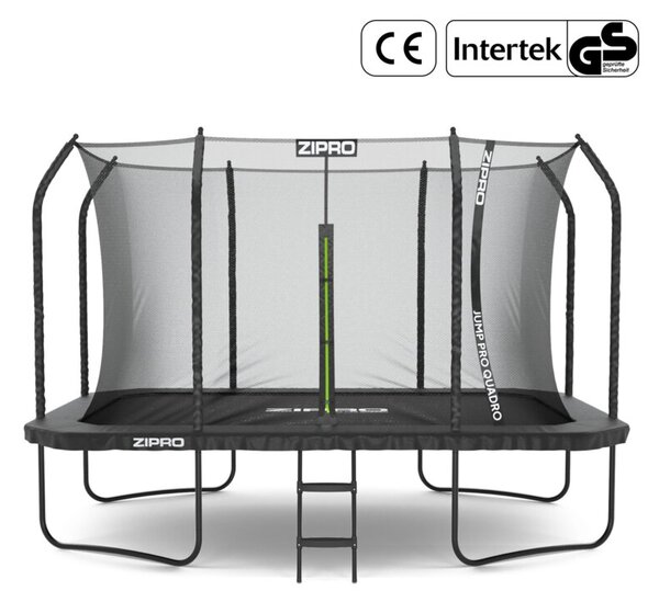 Trampolina dla Dzieci Ogrodowa Prostokątna z Siatką Wewnętrzną z drabinką Jump Pro Quadro 12FT 366cm
