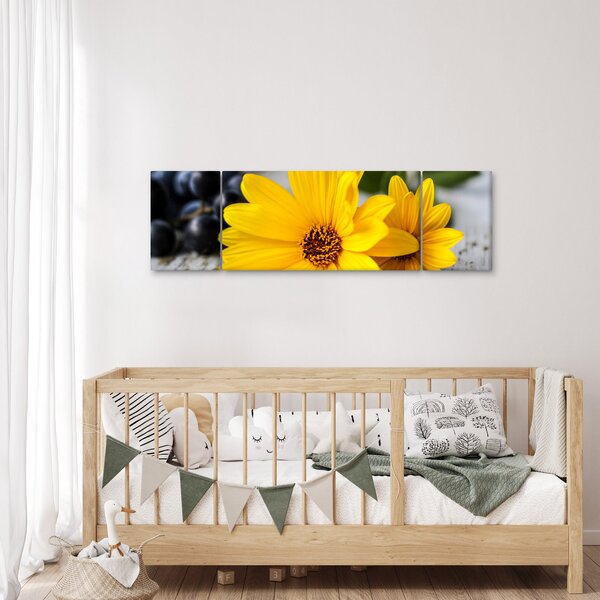 Obraz żółtych kwiatów (170x50 cm)