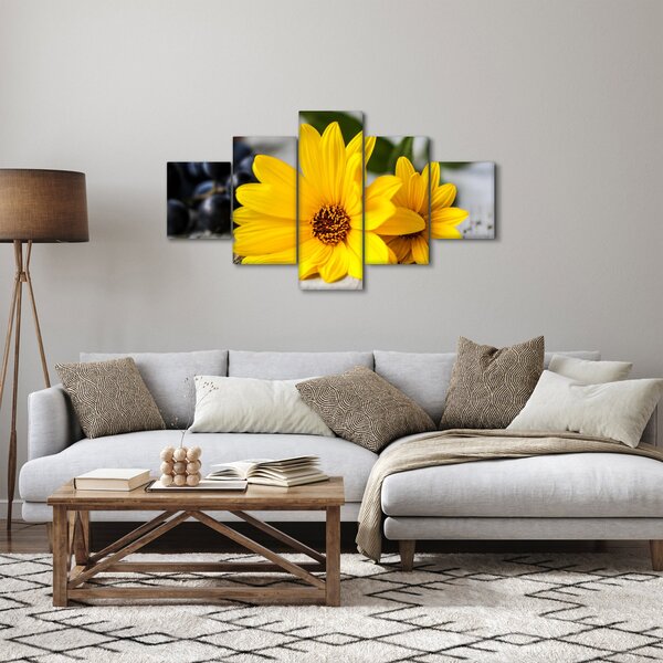 Obraz żółtych kwiatów (125x70 cm)