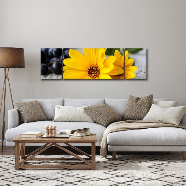 Obraz żółtych kwiatów (170x50 cm)