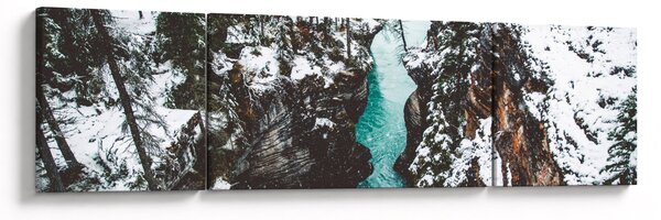 Obraz - górska rzeka zimą (170x50 cm)
