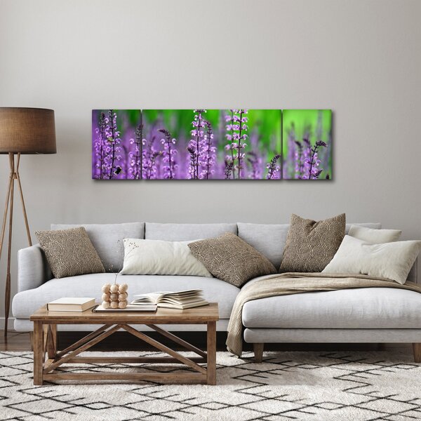 Obraz fioletowych kwiatów polnych (170x50 cm)