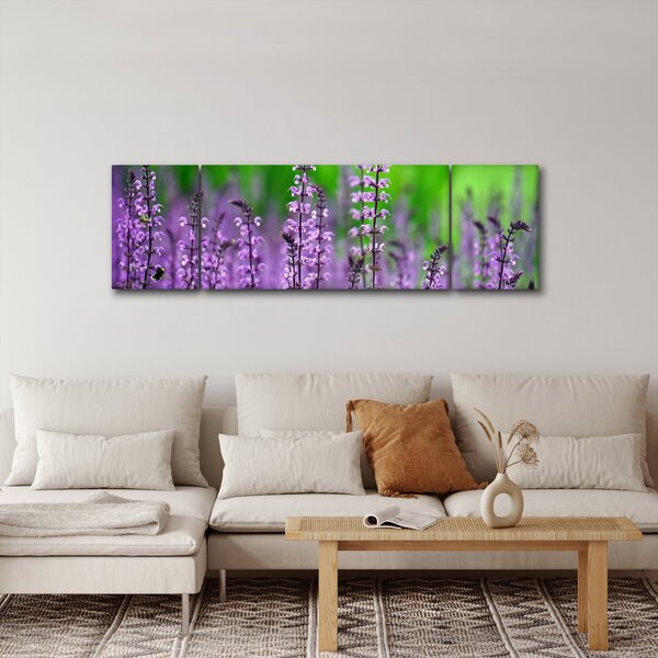 Obraz fioletowych kwiatów polnych (170x50 cm)