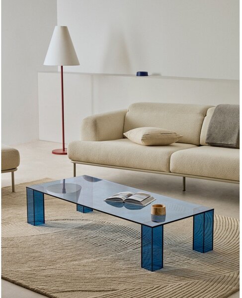 Niebieski szklany stolik 60x140 cm Adularia – Kave Home