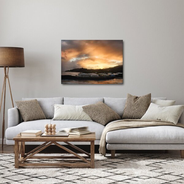 Obraz - plaża z pochmurnym niebem (70x50 cm)