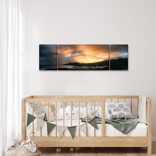 Obraz - plaża z pochmurnym niebem (170x50 cm)