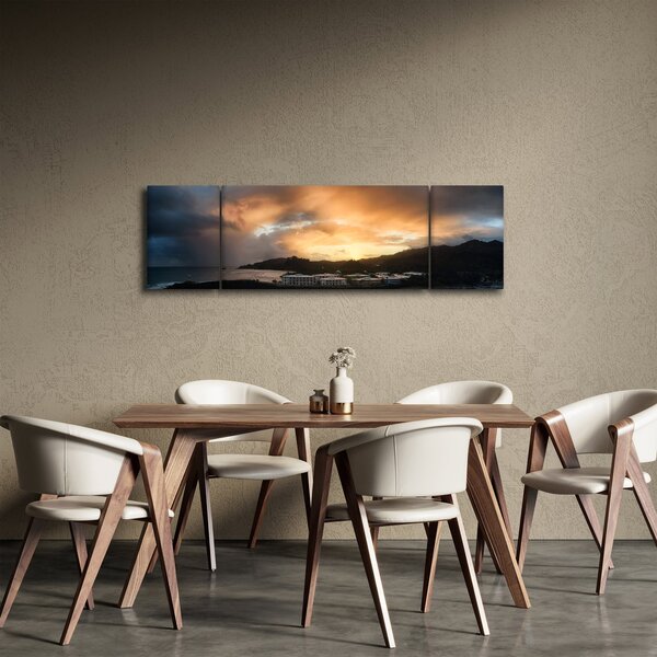 Obraz - plaża z pochmurnym niebem (170x50 cm)