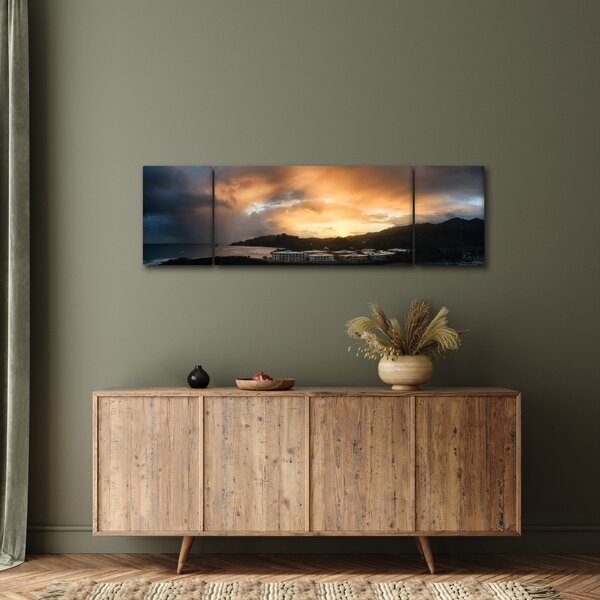 Obraz - plaża z pochmurnym niebem (170x50 cm)