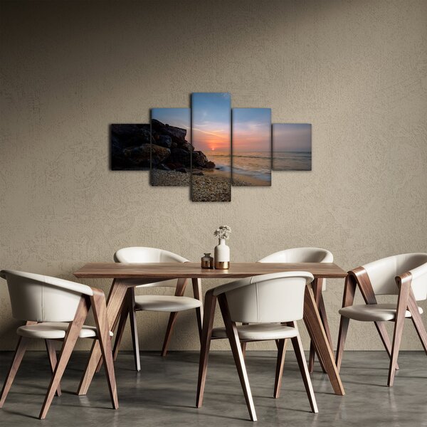 Obraz zachodu słońca na plaży (125x70 cm)