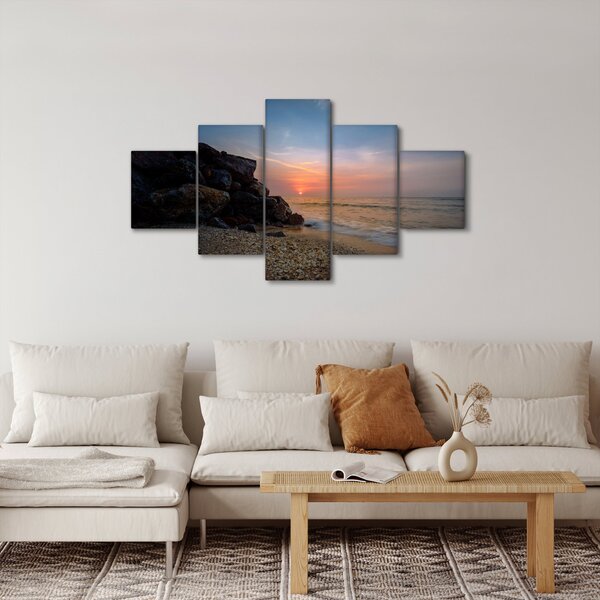 Obraz zachodu słońca na plaży (125x70 cm)