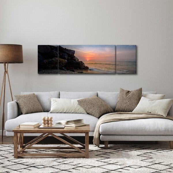 Obraz zachodu słońca na plaży (170x50 cm)