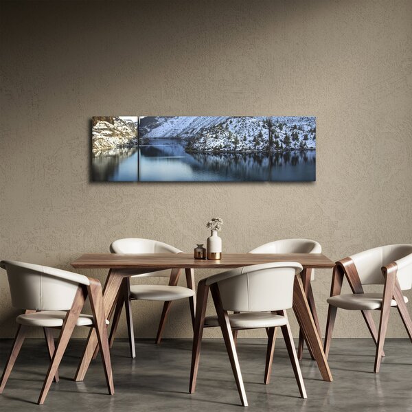 Obraz - zimowy krajobraz z jeziorem (170x50 cm)