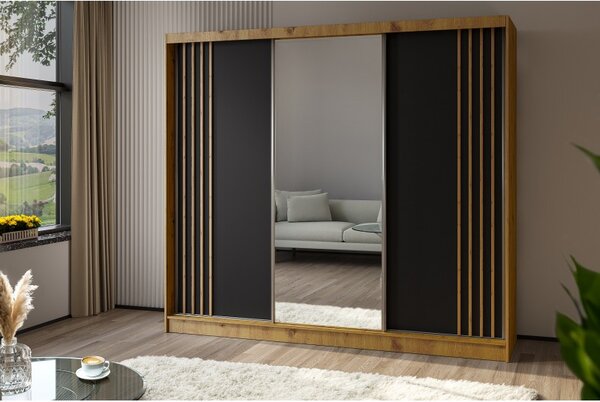 Szafa Przesuwna Neli 240 cm z lamelami i lustrem różne kolory