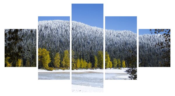 Obraz - ośnieżone góry zimą (125x70 cm)